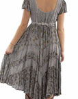 Capsleeve Printed Lace Front Dress - HC959