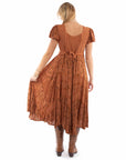 Capsleeve Printed Lace Front Dress - HC959