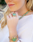 Honey Bee Blue Turquoise Golden Cuff Bracelet