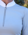 Heidi - Long Sleeve Riding Top with Crystal Fabric Trim