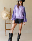 Sequin Sleeve Henley -clearance