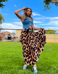 Baha Ranch Retro Pop Western Leopard Print Maxi Prairie Skirt