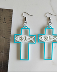 3D Print Christian Cross Faith Earrings Made in America