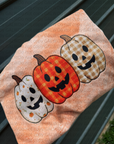 Faux patch stitched three pumpkins tee or sweatshirt