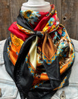35X35" Black and Red Floral Paisley Wild Rag / Scarf WR1025