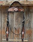Triple Tone Floral Browband Headstall / Bridle