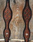 Teal Diamond Scalloped One Ear Headstall / Bridle