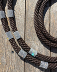 Brown Nylon Barrel Racing Reins with Rhinestones