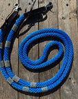 Blue Nylon Barrel Racing Reins with Rhinestones