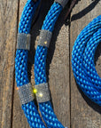 Blue Nylon Barrel Racing Reins with Rhinestones