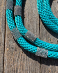Teal Nylon Barrel Racing Reins with Rhinestones