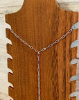 Silver Lariat necklace - paperclip chain