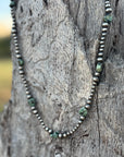 Sterling Silver Turquoise Flat Bead Necklace