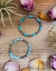 Sterling Silver Mini Wolf Stretchy Bracelet Bundle (Set of 2) – Mixed Stone