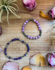 Sterling Silver Mini Wolf Stretchy Bracelet Bundle (Set of 2) – Mixed Stone