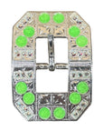Bright Silver Neon Green - AB Crystal Conchos - Sizes from 1"- 3" and Buckles