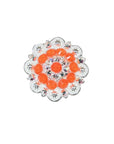 Bright Silver Neon Orange - AB Crystal Conchos - Sizes from 1"- 3" and Buckles