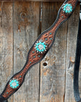 Teal Diamond Turquoise and Clear Browband / One Ear - Breastcollar Tack Set