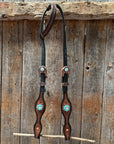 Teal Diamond Turquoise and Clear Browband / One Ear - Breastcollar Tack Set