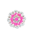Bright Silver Neon Pink - AB Crystal Conchos - Sizes from 1"- 3" and Buckles