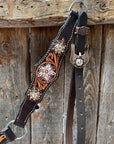 Triple Tone Floral Champagne and Clear Browband / One Ear - Triangle / Gladiator Breastcollar Tack Set