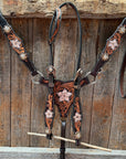 Triple Tone Floral Champagne and Clear Browband / One Ear - Triangle / Gladiator Breastcollar Tack Set