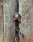 Triple Tone Floral Champagne and Clear Browband / One Ear - Triangle / Gladiator Breastcollar Tack Set