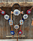 Light Oil Basketweave Patriotic Browband / One Ear Tack Set