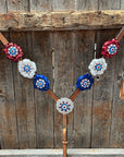 Light Oil Basketweave Patriotic Browband / One Ear Tack Set