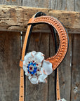 Light Oil Basketweave Patriotic Browband / One Ear Tack Set
