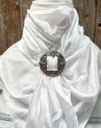 35X35" Solid White Wild Rag / Scarf WRS3 - Buckle Wild Rag Slides - Assorted