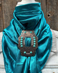 35X35" Solid Teal Wild Rag / Scarf WRS5 - Buckle Wild Rag Slides - Assorted