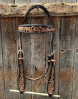 Two Tone Floral Browband Headstall / Bridle