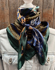 35X35" Green and Blue Multi Patterned Wild Rag / Scarf WR3461