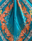 35X35" Teal and Orange Floral Paisley Wild Rag / Scarf WR3462