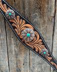 Two Tone Floral Western Turquoise Flower Browband / One Ear Tack Set