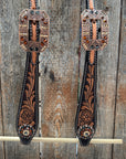 Two Tone Floral Jet, Champagne and Topaz Browband / One Ear Tack Set