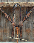 Two Tone Floral Jet, Champagne and Topaz Browband / One Ear Tack Set