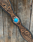 Two Tone Floral and Basketweave Western Browband Tack Set