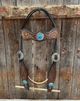 Two Tone Floral and Basketweave Western Browband Tack Set