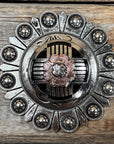 Antique Silver with Copper Flower Western Concho W217