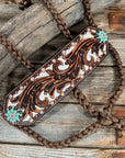 Bronc Noseband Mule Tape Halter with Copper Turquoise/Clear Conchos
