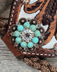 Bronc Noseband Mule Tape Halter with Copper Turquoise/Clear Conchos