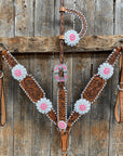 Light Oil Whipstitch Neon and White One Ear/ Breastcollar Tack Set