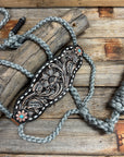 Bronc Noseband Mule Tape Halter with Turquoise Sunflower Western Conchos