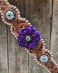 Light Oil Whipstitch Purple Gardenia Browband/One Ear Tack Set