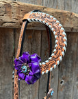 Light Oil Whipstitch Purple Gardenia Browband/One Ear Tack Set