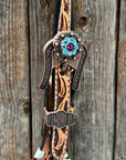 Light Oil Whipstitch Purple Gardenia Browband/One Ear Tack Set