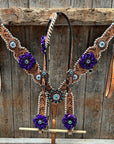 Light Oil Whipstitch Purple Gardenia Browband/One Ear Tack Set