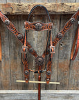Zebra and Copper Fleur De Lis Browband/One Ear Tack Set